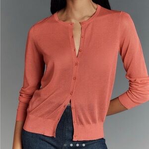 By Anthropologie Fitted Sheer Cardigan Sweater NWT in PINK Size XS